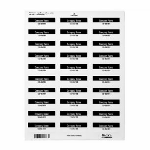 Company Name Phone Number Black and White Product Label