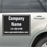 Business service add logo black white gray border car magnet