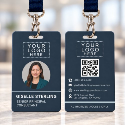Company Name Tag QR Code Photo ID Logo Badge