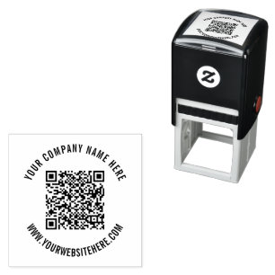 Company Name Website QR Code Round Stamp Template
