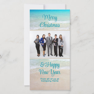 Company Office Christmas Greeting Beach Scene Holiday Card