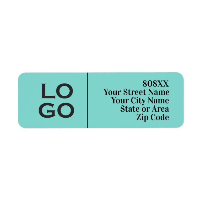 Company or Business Custom Logo on Aqua Label (Front)