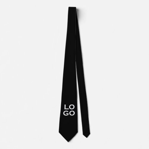 Company or Business Custom Logo on Black Neck Tie