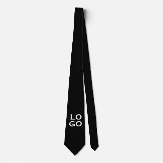 Company or Business Custom Logo on Black Neck Tie (Front)