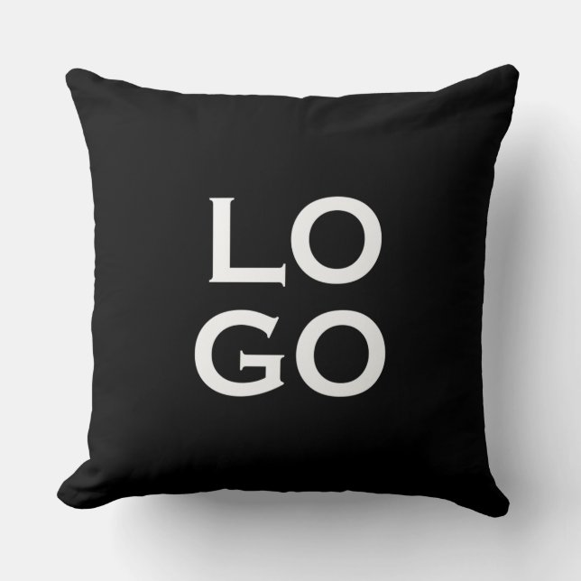 Company or Business Custom Logo on Black Throw Pillow (Front)