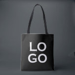 Company or Business Custom Logo on Black Tote Bag<br><div class="desc">This simple yet sophisticated and professional custom tote bag features a black colored background with a sample company of business logo placed in the center. You can personalize the bag add your own custom company or business logo.</div>