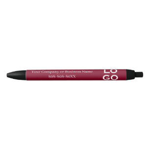 Company or Business Custom Logo on Burgundy Pen