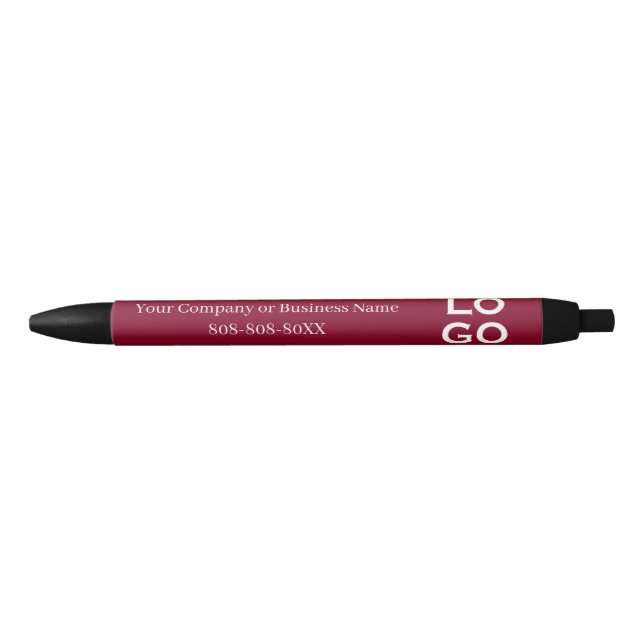 Company or Business Custom Logo on Burgundy Pen (Front)