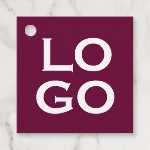 Company or Business Custom Logo on Burgundy Red Favor Tags