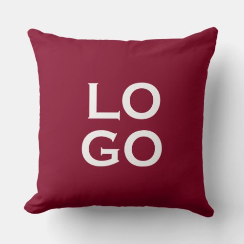 Company or Business Custom Logo on Burgundy Throw Pillow