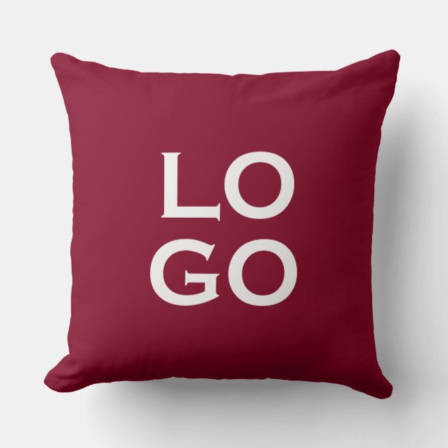 Company or Business Custom Logo on Burgundy Throw Pillow (Front)