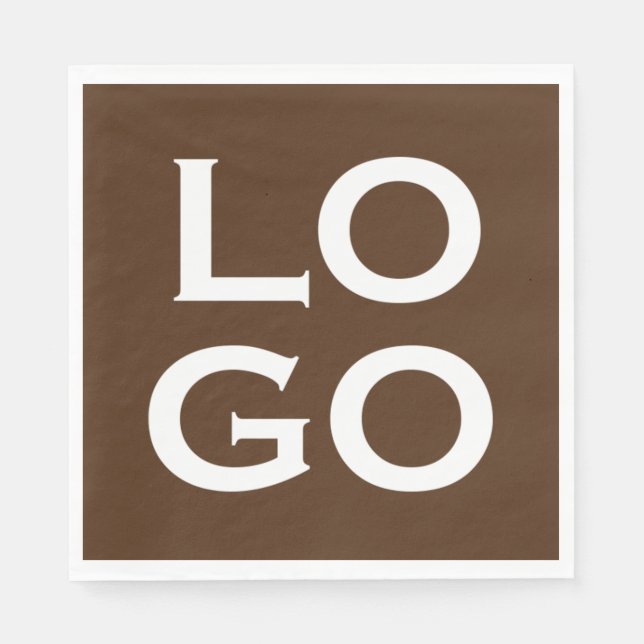 Company or Business Custom Logo on Chocolate Brown Napkins (Front)