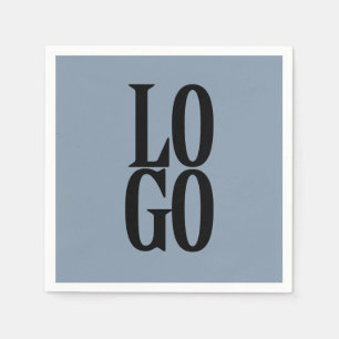 Company or Business Custom Logo on Dusty Blue Napkins