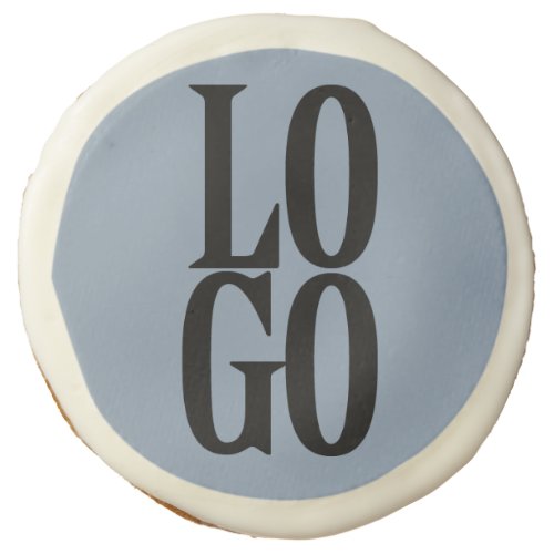 Company or Business Custom Logo on Dusty Blue Sugar Cookie