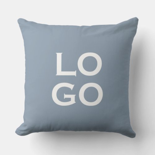Company or Business Custom Logo on Dusty Blue Throw Pillow