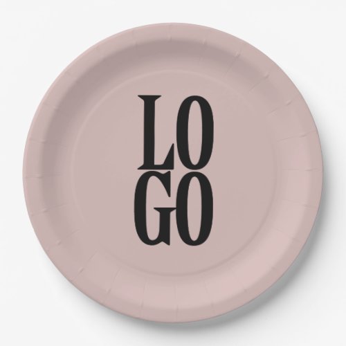 Company or Business Custom  Logo on Dusty Pink Paper Plates