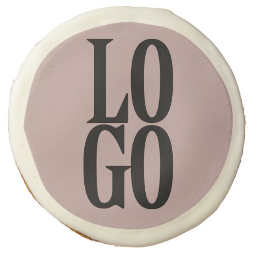 Company or Business Custom Logo on Dusty Pink Sugar Cookie
