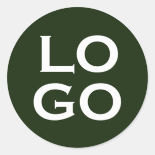 Company or Business Custom Logo on Forest Green Classic Round Sticker