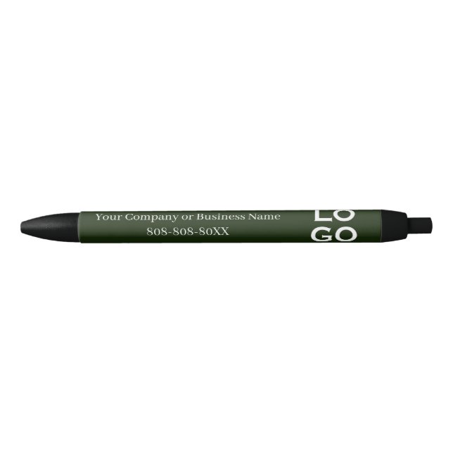 Company or Business Custom Logo on Forest Green Pen (Front)