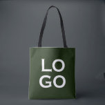 Company or Business Custom Logo on Forest Green Tote Bag<br><div class="desc">This simple yet sophisticated and professional custom tote bag features a dark forest green colored background with a sample company of business logo placed in the center. You can personalize the bag add your own custom company or business logo.</div>