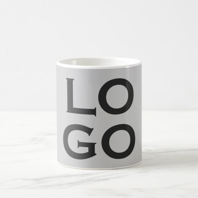 Company or Business Custom Logo on Gray Coffee Mug (Center)
