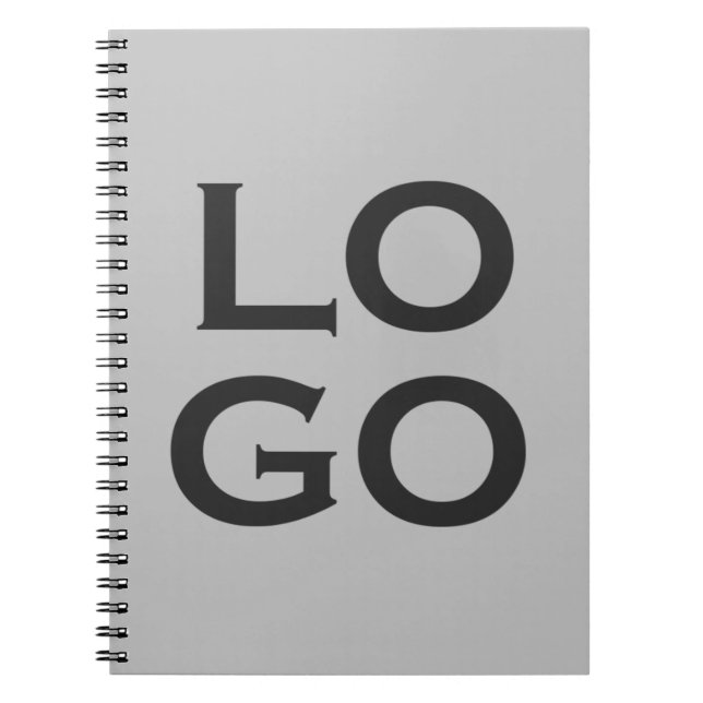 Company or Business Custom Logo on Gray Notebook (Front)