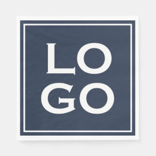 Company or Business Custom Logo on Navy Blue Napkins