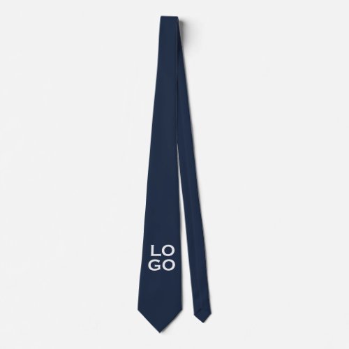 Company or Business Custom Logo on Navy Blue Neck Tie