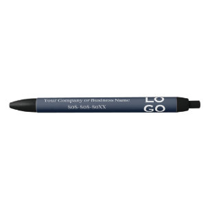Company or Business Custom Logo on Navy Blue Pen