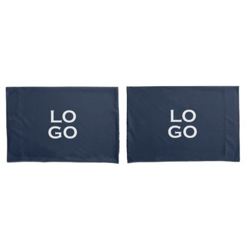 Company or Business Custom Logo on Navy Blue Pillow Case