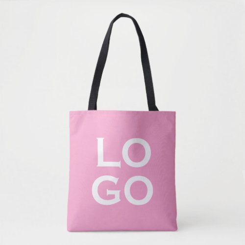 Company or Business Custom Logo on Pink Tote Bag