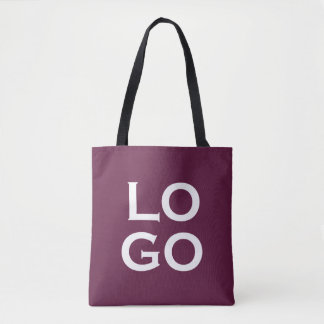 Company or Business Custom Logo on Plum Purple Tote Bag