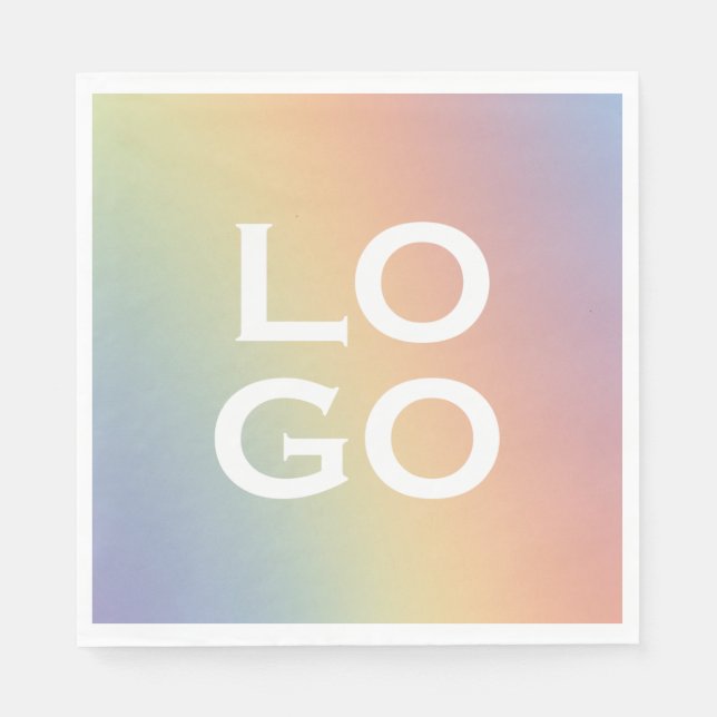 Company or Business Custom Logo on Rainbow Napkins (Front)