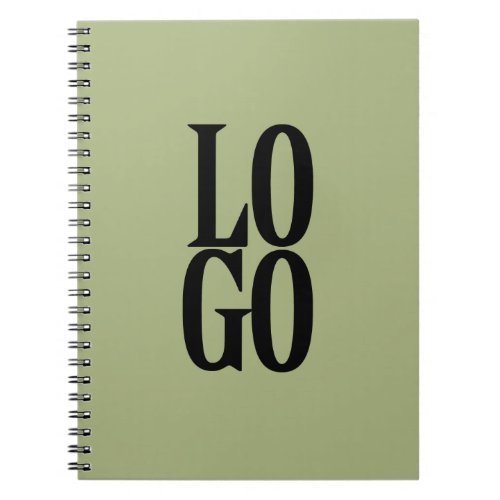 Company or Business Custom Logo on Sage Green Notebook