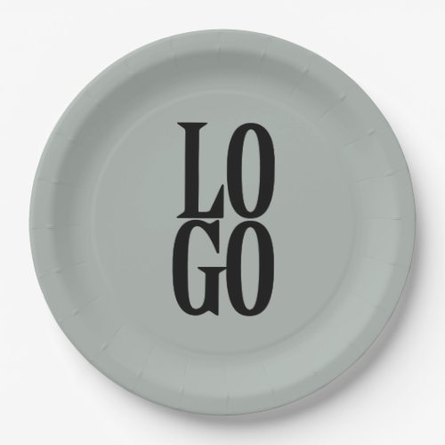 Company or Business Custom  Logo on Sage Green Paper Plates