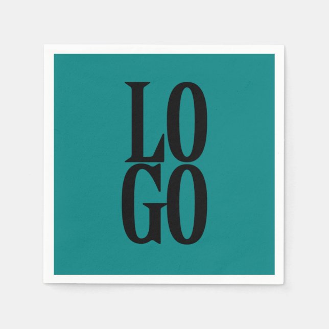 Company or Business Custom  Logo on Teal Napkins (Front)