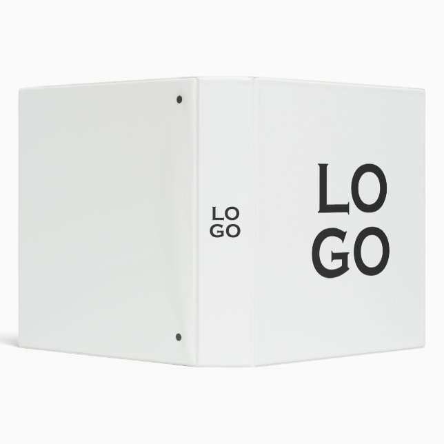 Company or Business Custom Logo on White 3 Ring Binder (Background)