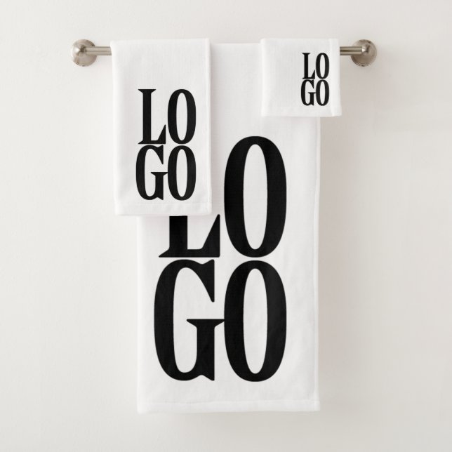 Company or Business Custom Logo on White Bath Towel Set (Insitu)