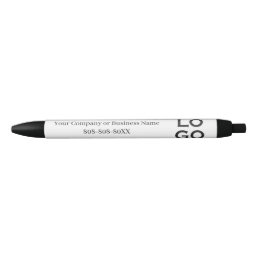 Company or Business Custom Logo on White Black Ink Pen