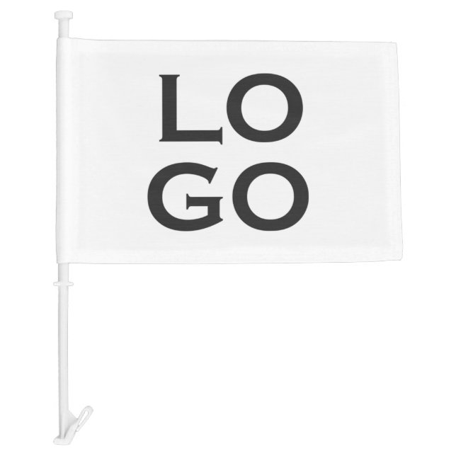 Company or Business Custom  Logo on White Car Flag (Front)