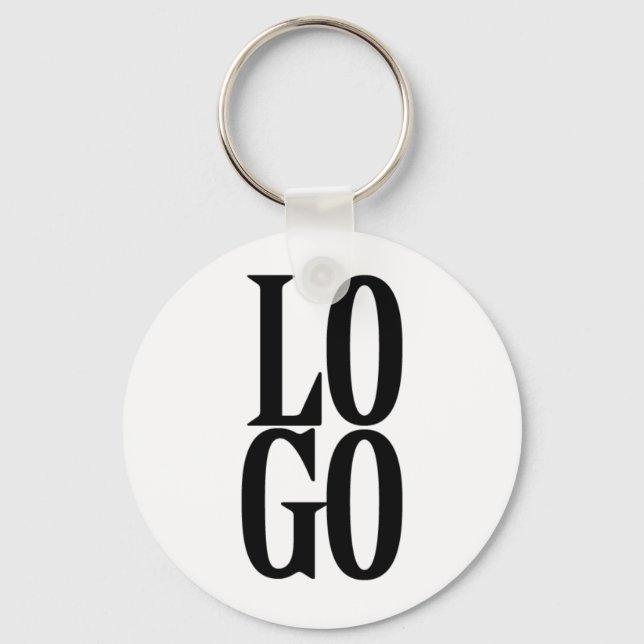 Company or Business Custom Logo on White Keychain (Front)