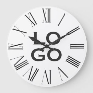 Company or Business Custom Logo on White Large Clock