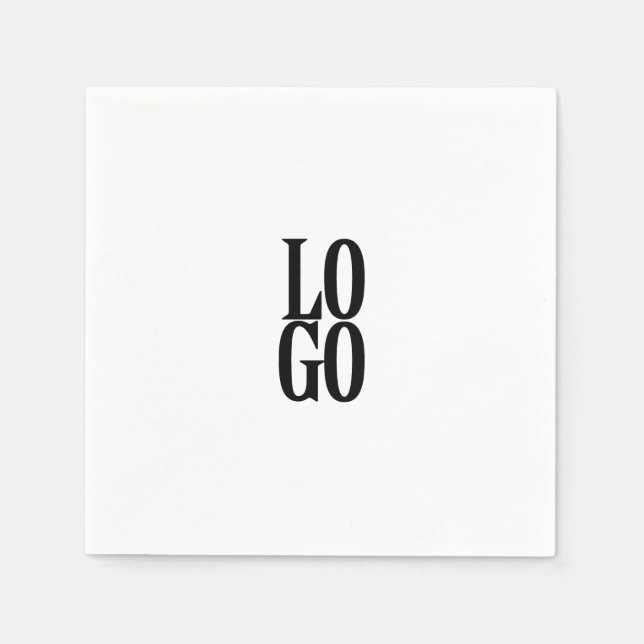 Company or Business Custom  Logo on White Napkins (Front)