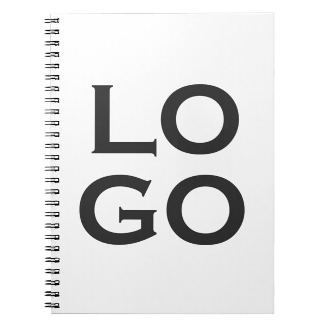 Company or Business Custom Logo on White Notebook (Front)