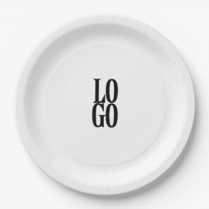 Company or Business Custom Logo on White Paper Plates
