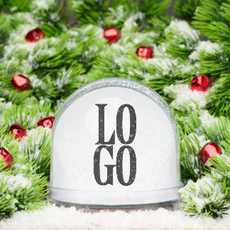 Company or Business Custom Logo on White Snow Globe
