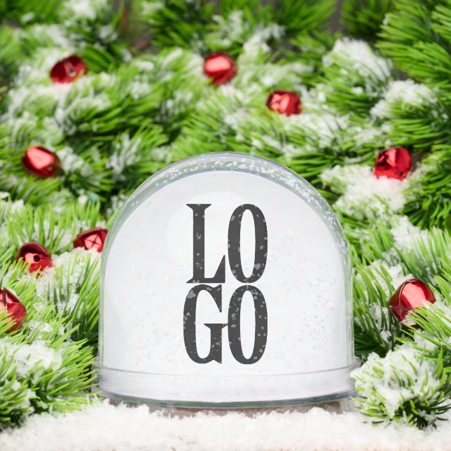 Company or Business Custom  Logo on White Snow Globe (Christmas)