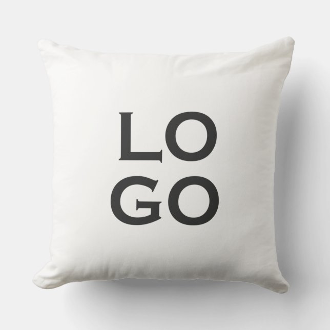 Company or Business Custom Logo on White Throw Pillow (Front)