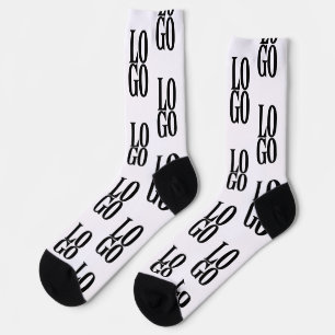 Company or Business Custom Logo Tiled on White Socks