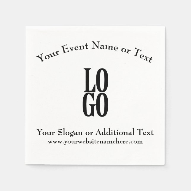 Company or Business Custom Logo with Text Napkins (Front)